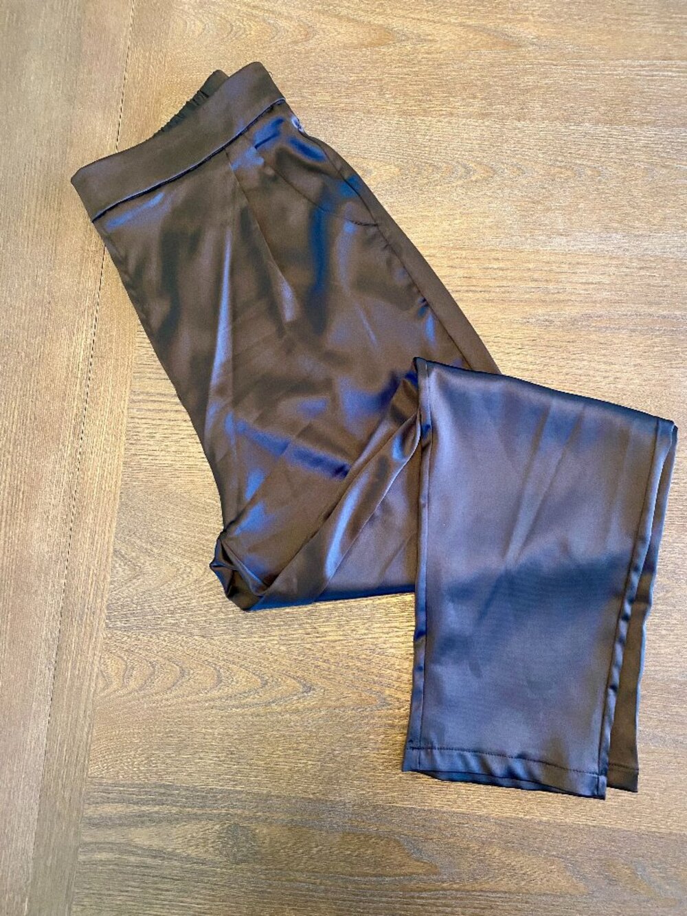 Women's Black Satin Pants, Size L